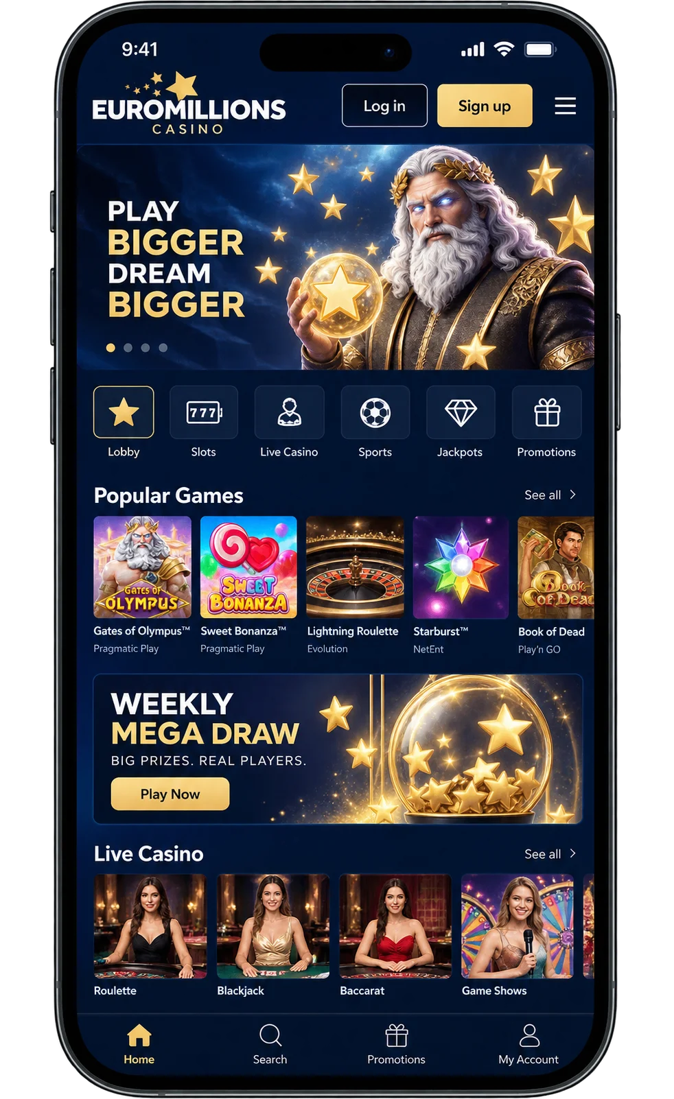 Aplikacija EuroMillions Casino